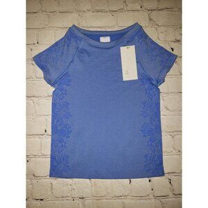 𝅺NWT All In Motion Girls Size XS 4/5 Blue Short-Sleeve T-Shirt Moisture Wicking